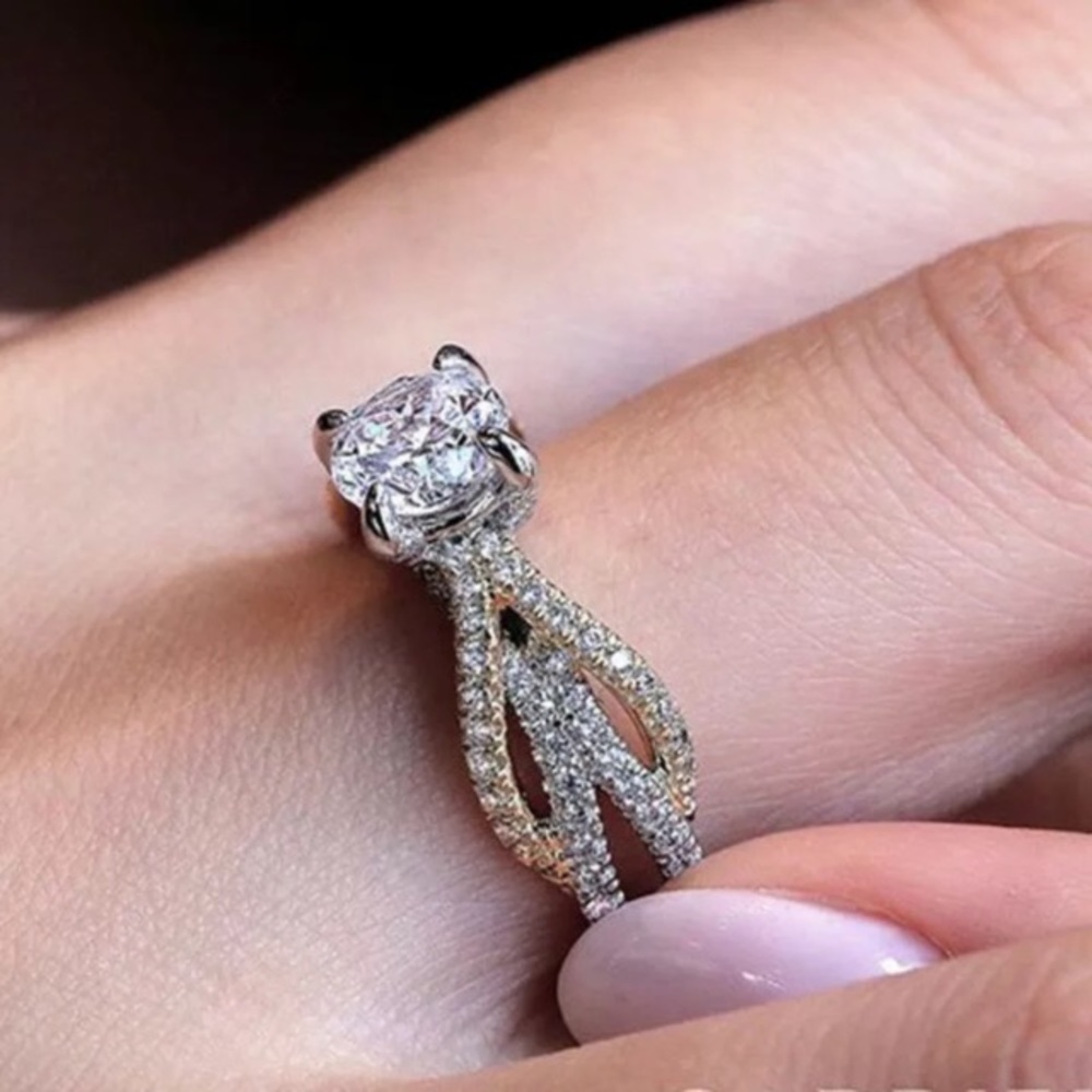 Two Tones 925 Silver Party Ring - image 3